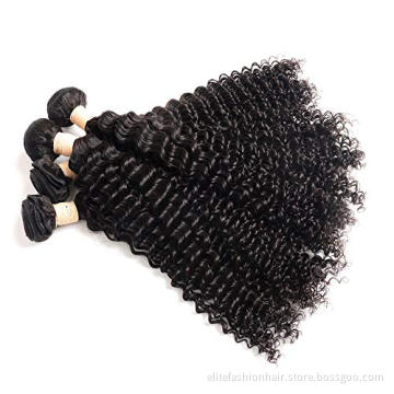 Hot selling curly bundles Unprocessed raw virgin brazilian hair bundles weaves natural black curly deep wave human hair bundles